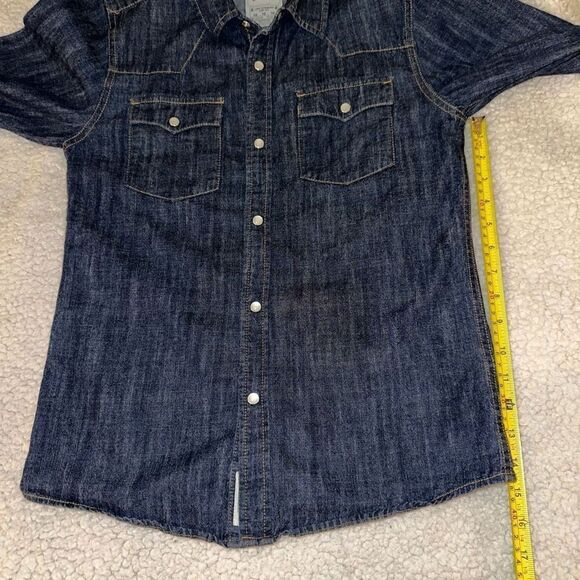 Levi's Boys Denim Button Up Shirt Pearl Snap Dark Wash Blue Size Medium 10-12 Ye - Picture 10 of 12